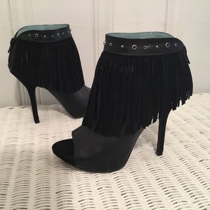 Black Fringe Booties
